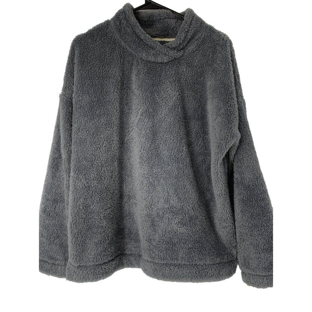 Women’s Jane and Bleecker Cozy Plush Top Size Large Gray Relaxed 5065 Boxy